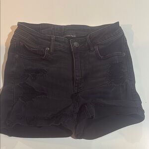 Women's Black Distressed Denim Shorts
